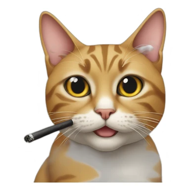 A cat with a smoking sticker