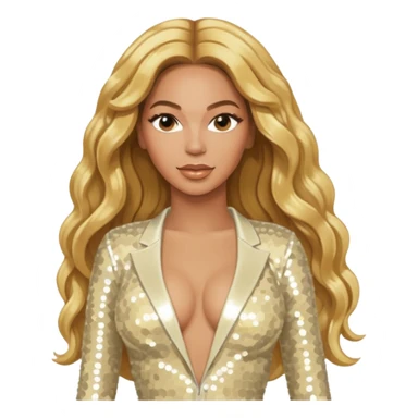 Beyonce with long golden blonde hair, ivory sequin tour outfit sticker