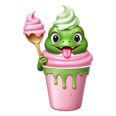 Frog eating frozen yogurt  sticker