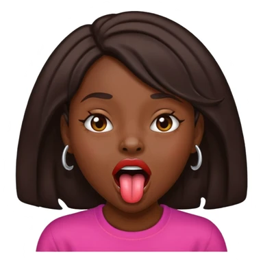 Dark skin Girl with mouth open and tongue out shaking her head sticker