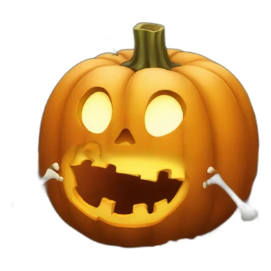 a Halloween pumpkin with skeleton hands takes root sticker