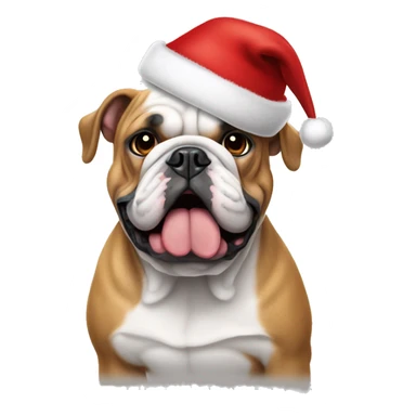 English bulldog wearing christmas hat sticker