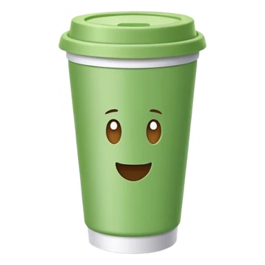 green paper cup with  plastic lid on it sticker