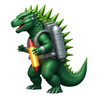 Godzilla wearing a rocket pack sticker