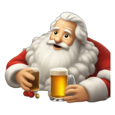 Père Noël qui offre un verre de bière à un enfant comme cadeau sticker
