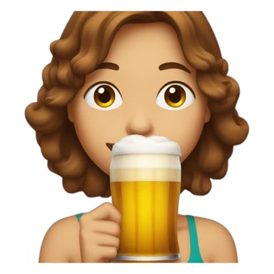 a woman with wacky brown hair drinking a beer sticker