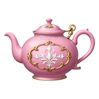 Pink steaming and boiling  tea pot with smoke sticker