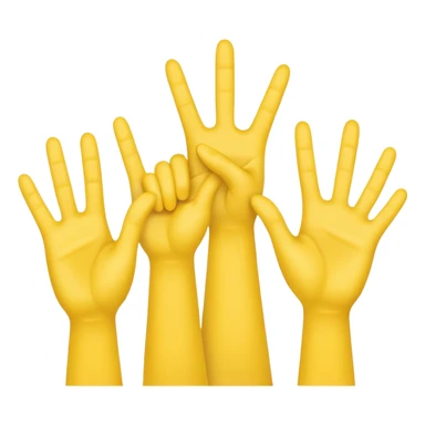 3 yellow hands in the middle about to say hurrah sticker