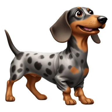 Weiner dog with dapple coat running fast.  sticker