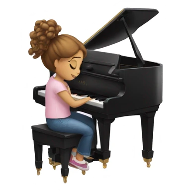 Girl playing piano and someone assess her sticker
