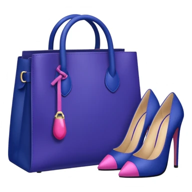 royal purple heels, pink lipstick cosmetics and deep blue bag emojis sticker