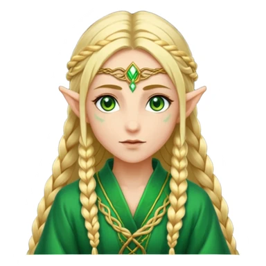 mystic elf, long golden braid, glowing runes on robe sticker
