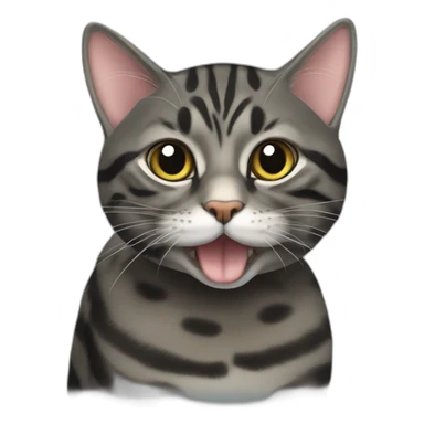 Black mackerel tabby cat eating a rat sticker