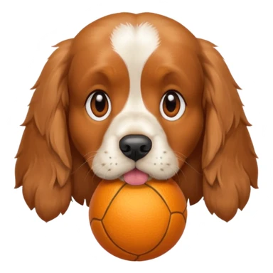 A orange roan cocker spaniel with a ball in its mouth  sticker