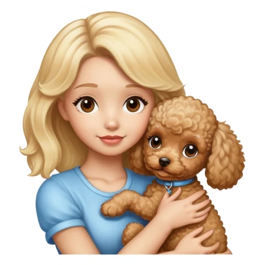 Blonde hightlights hair girl hugging her toy poodle sticker