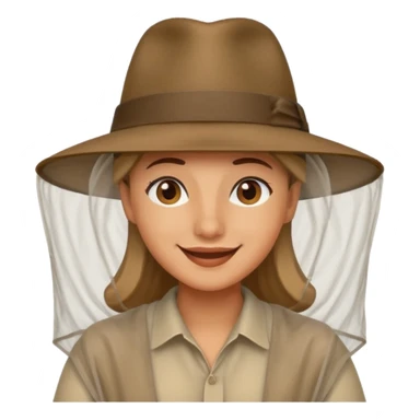 person wearing a mosquito net and a indiana jones hat combination  sticker