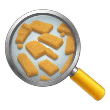 a magnifying glass looking at crumbs sticker
