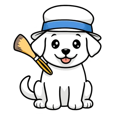 Cute dog painter sticker