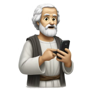 Aristotle holds a cell phone in his hand sticker