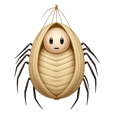 A full body image of a a human-shaped cocoon wrapped in spider silk.
The rounded, segmented wrapping and the faint lines across the surface resemble the way spiders encase prey (or unlucky characters) in silk this is meant to be a web-wrapped human body sticker