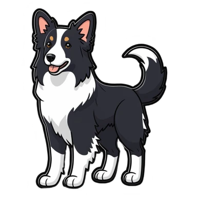 border collie, cartoonish sticker style sticker