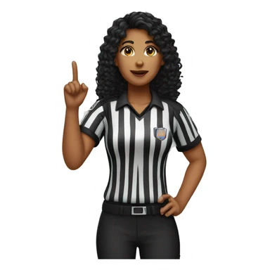 TALKING female basketball referee with black long curly hair sticker
