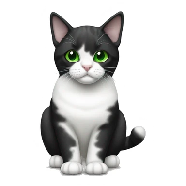 A black and white fold-eared Scottish cat with green eyes sticker