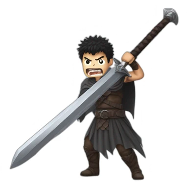 angry berserk guts carrying huge sword without guard sticker