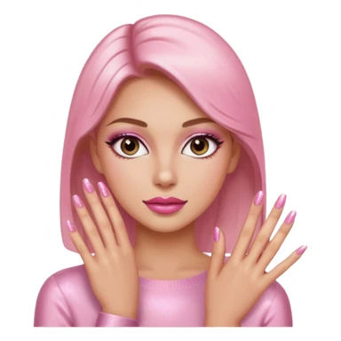 Pink manicure shimmer nails woman sticker