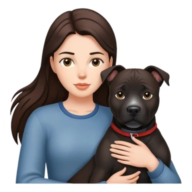 Brunette with a big black amstaff dog sticker