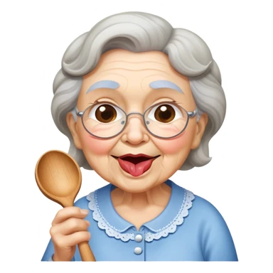 Granny licking spoon sticker