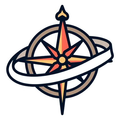 compass with elegant white ribbon wrapped around it sticker