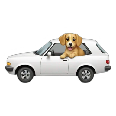 Un chien sur une voiture sticker