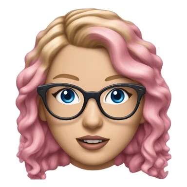 Hyper Realistic Taylor Swift blue eyes and glasses with pink hair  sticker