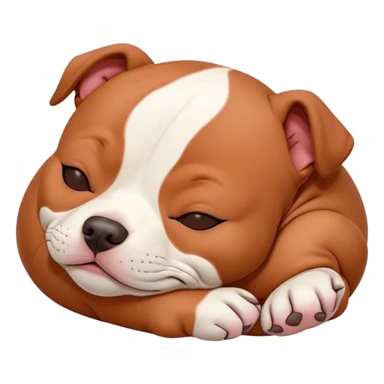 Meme-Worthy Cute Sleeping Red/Fawn Staffordshire Bull Terrier Portrait Emoji, Head resting peacefully with a contented smile, showcasing a delightfully compact build and a luxuriously soft red/fawn Fur with subtle white highlights, eyes shut in a serene nap, Simplified yet hilariously adorable features, highly detailed, glowing with a soft, drowsy light, high shine, relaxed and utterly lovable, stylized with an air of playful laziness, bright and heartwarming, soft glowing outline, capturing the essence of a comically sleepy guardian, so meme-worthy it feels like it could instantly become the next viral sensation of adorable slumber! sticker