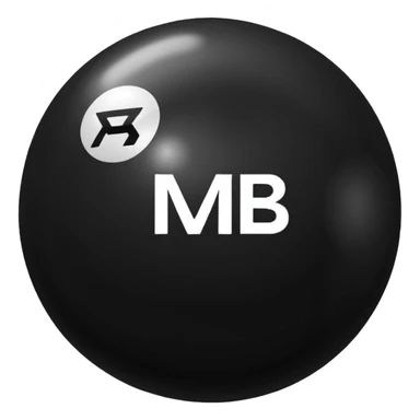 Black pull Ball with MB written on it sticker