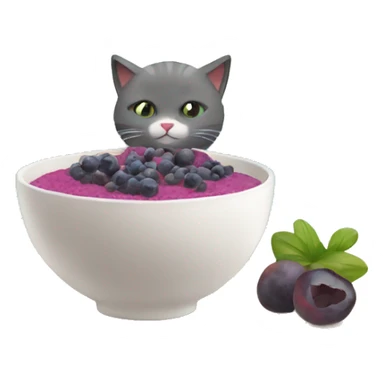 create a fit cat drinking acai from a bowl sitting on the beach sticker