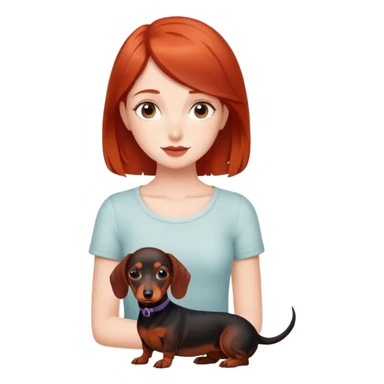 Red haired girl with black short haired dachshund  sticker