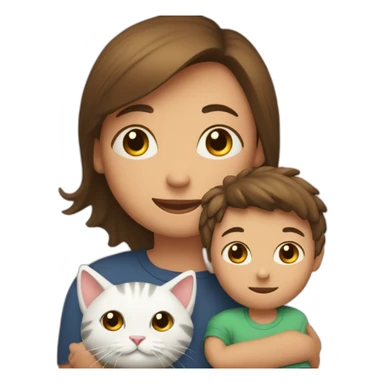 A little kid with his mom and a cat sticker