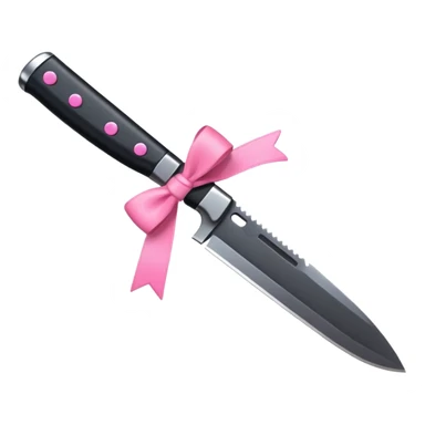 black knife with little pink bows around it sticker