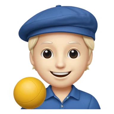 emoji joyeux avec une casquette qui joue avec une boule de pétanque sticker