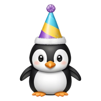 penguin stuffed animal with party hat sticker