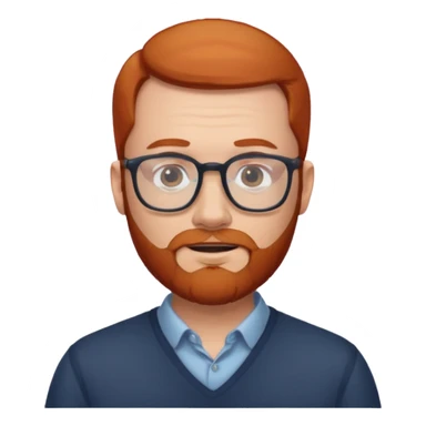 Un homme roux avec une calvitie et une barbe portant des lunettes sticker