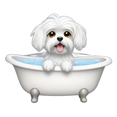 Maltese dog in a bath sticker