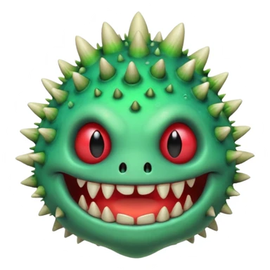 poisonous mushroom monster portrait, head and shoulders only, toxic green glow, scary grin, spiky mushroom head, 3D cartoon, mobile game icon style, clean background, no text, no watermark

 sticker