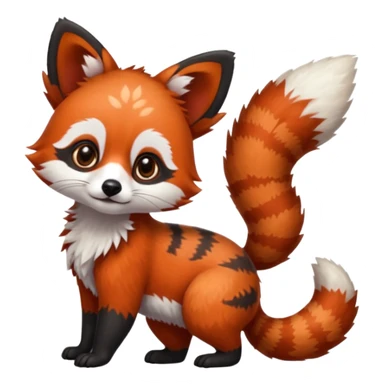 Black-eared Realistic patterned speckled flurry scaly 4-legged quadrupedal Red-Panda-Munchkin-Kitten-Lemur-Raccoon-Dog-Red-Fox-animal-fusion-hybrid, Full body sticker