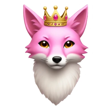 Pink fox with a crown sticker