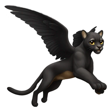 winged black puma flying sticker