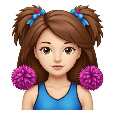 cheerleader with long brown hair and 2 pom poms sticker