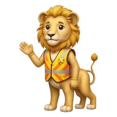 Lion with a cross walk vest on sticker